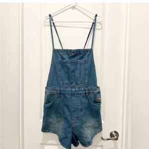 FREE PEOPLE Canyonland Shortalls Denim Overalls